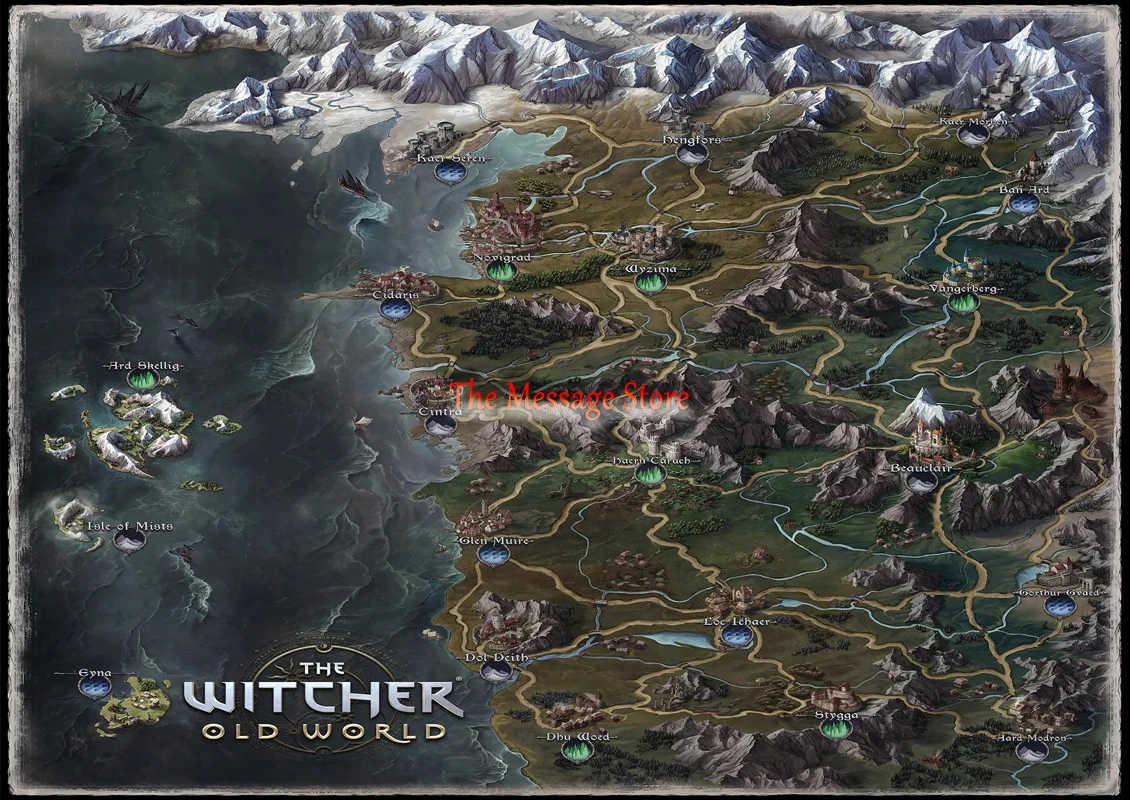 Witcher World Map Artistic Canvas Video Game Room Decor Poster