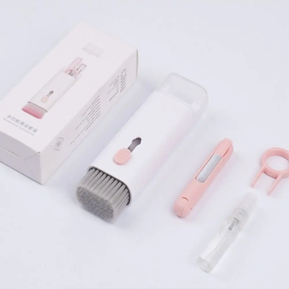 7 in 1 Computer Keyboard Cleaner Brush Kit Screen Cleaning Multifunctional Headset Case Cleaning Tools Spray Bottle Clearing Ash 2