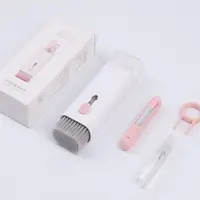 7 in 1 Computer Keyboard Cleaner Brush Kit Screen Cleaning Multifunctional Headset Case Cleaning Tools Spray Bottle Clearing Ash 2