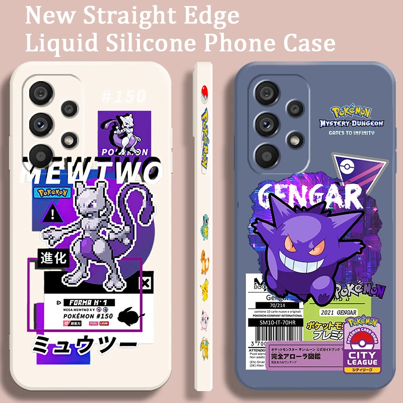 Pokemon Mewtwo Gengar Lucario Liquid Left Rope Per Samsung Note 20 10 A54 A31 A14 A03 A22 A34 A04 A24 Ultra Plus 5G Tpu