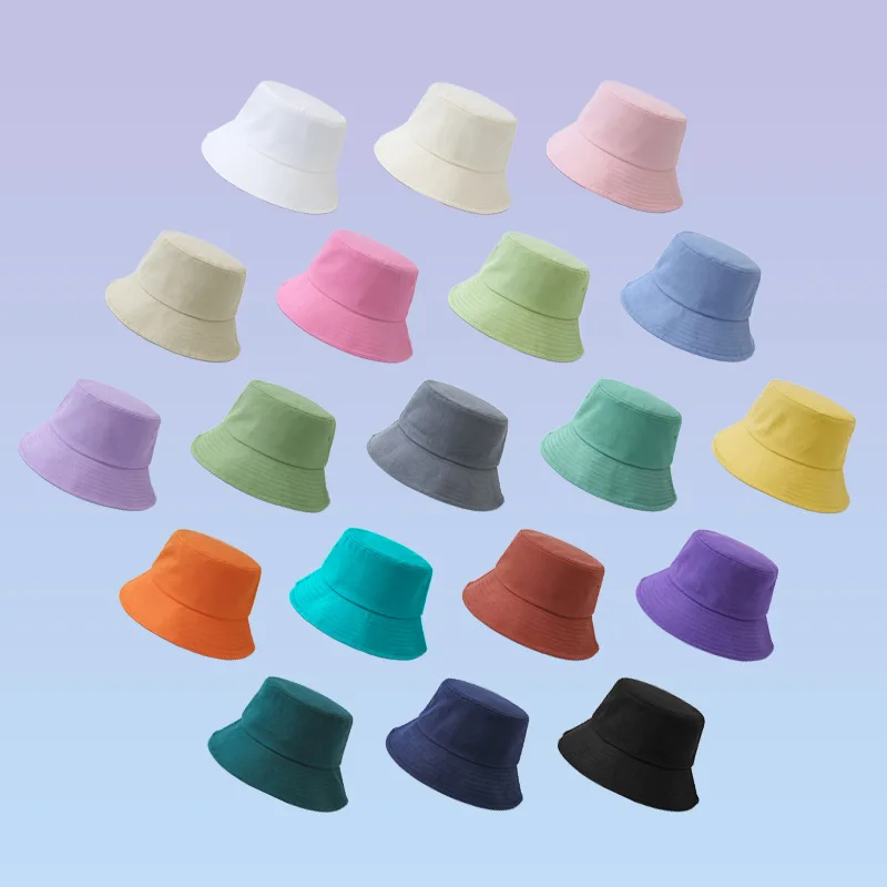 

New Unisex Sun Hats Women Summer Bucket Hat Men Pure Color Sunbonnet Fedoras Outdoor 17 Colors Fisherman Hat Visor Basin Cap