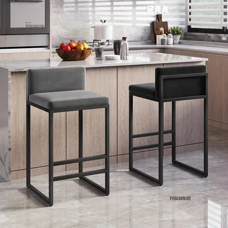 Nordic bar stools kitchen modern chairs reception soft minimalism single velvet bar stool living room indoor furniture