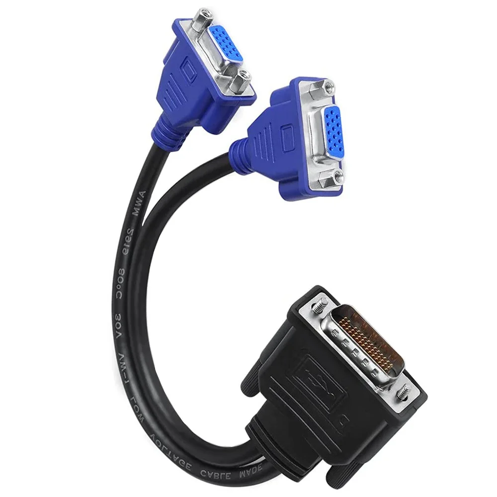 59 pin DVI to dual VGA cable 59 pin to 2 VGA cable, DVI graphics card conversion cable, graphics card adapter cable 25CM