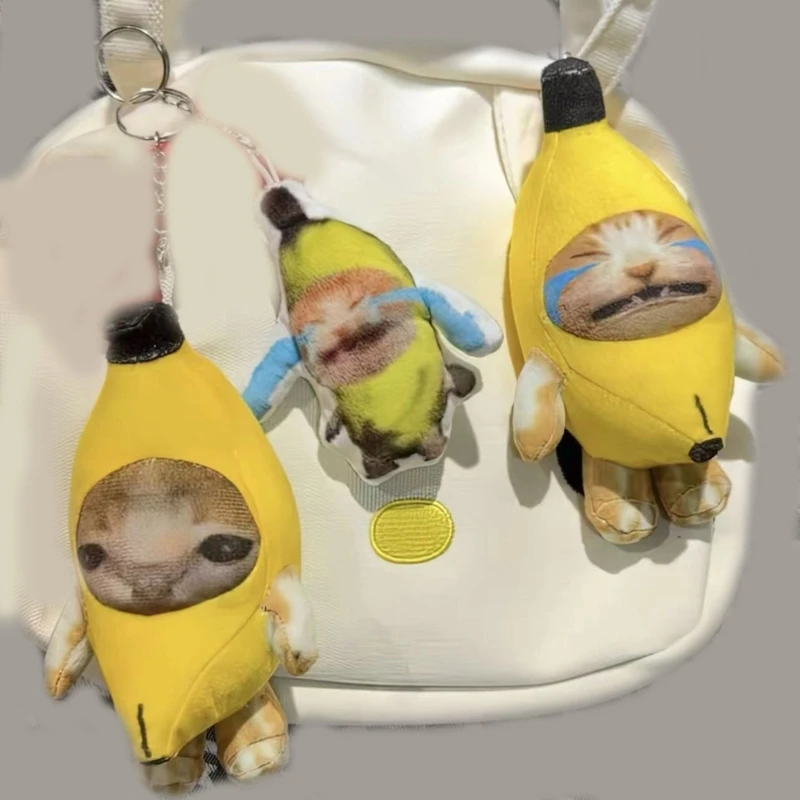

Cartoon Banana Cat Shape Keychain Pendant Bag Decoration Gift for Child