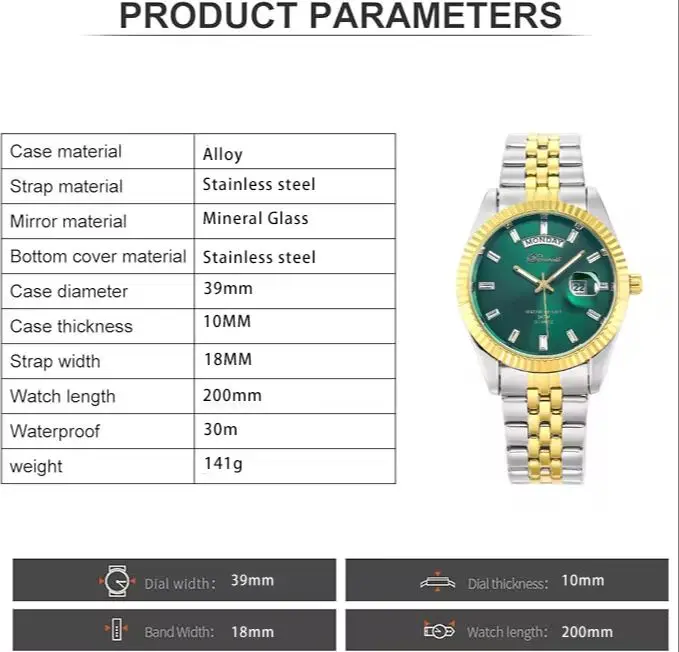 Denvosi Men's Casual Fashion Waterproof Luminous Quartz Watch Dial Over The Function Display Exquisite Everything 6