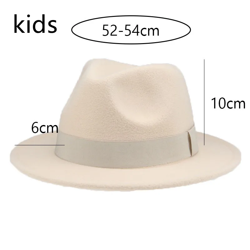 fedora hats for big heads Fedoras Hats Boys Girls Small 52cm 54cm Felted Kids Hats Solid Camel Black Dress Formal Panama Women Hats New Sombreros De Mujer brown fedora