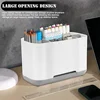 Bathroom Countertop Toothbrush and Toothpaste Holder Drainage System with Adjustable Divider, Rustic Decorative Set, Non-Slip 1