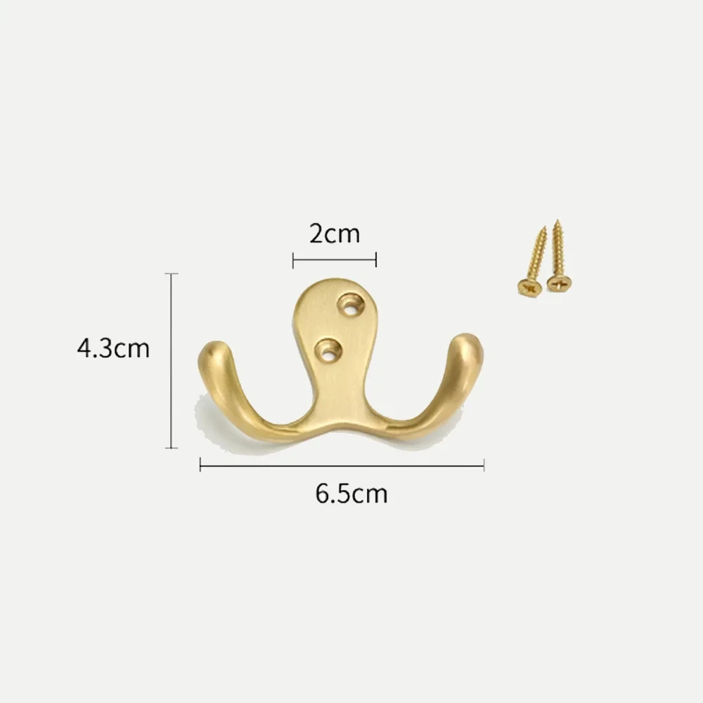 4pcs Retro Gold Wall Hook Clothes Coat Bag Hat Brass Hanging Hook Bathroom Towel Hanger Kitchen Door Back Metal With Screws