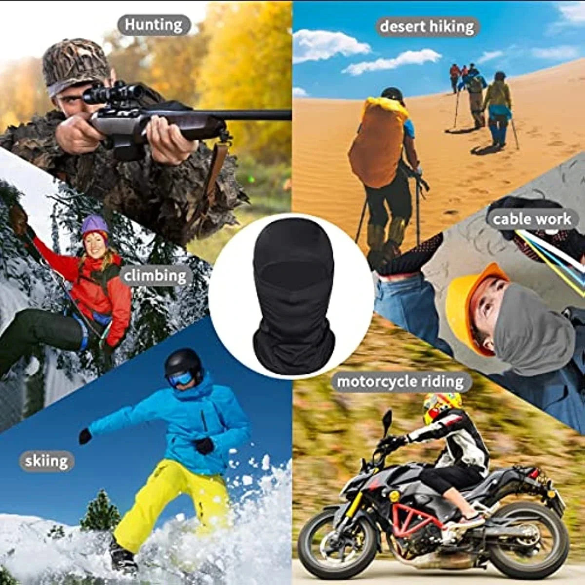 Schwarze Sonnenschutz-Sturmhaube – winddicht, staubdicht, atmungsaktiv, schnelltrocknend, Polyester-Gesichtsmaske für Outdoor-Fahrrad und Motorrad_voghion.com