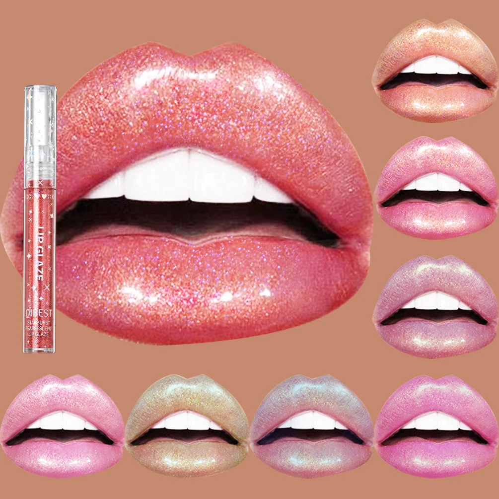 QIBEST Silky Glitter Lip Gloss Waterproof Longlasting LipGLaze