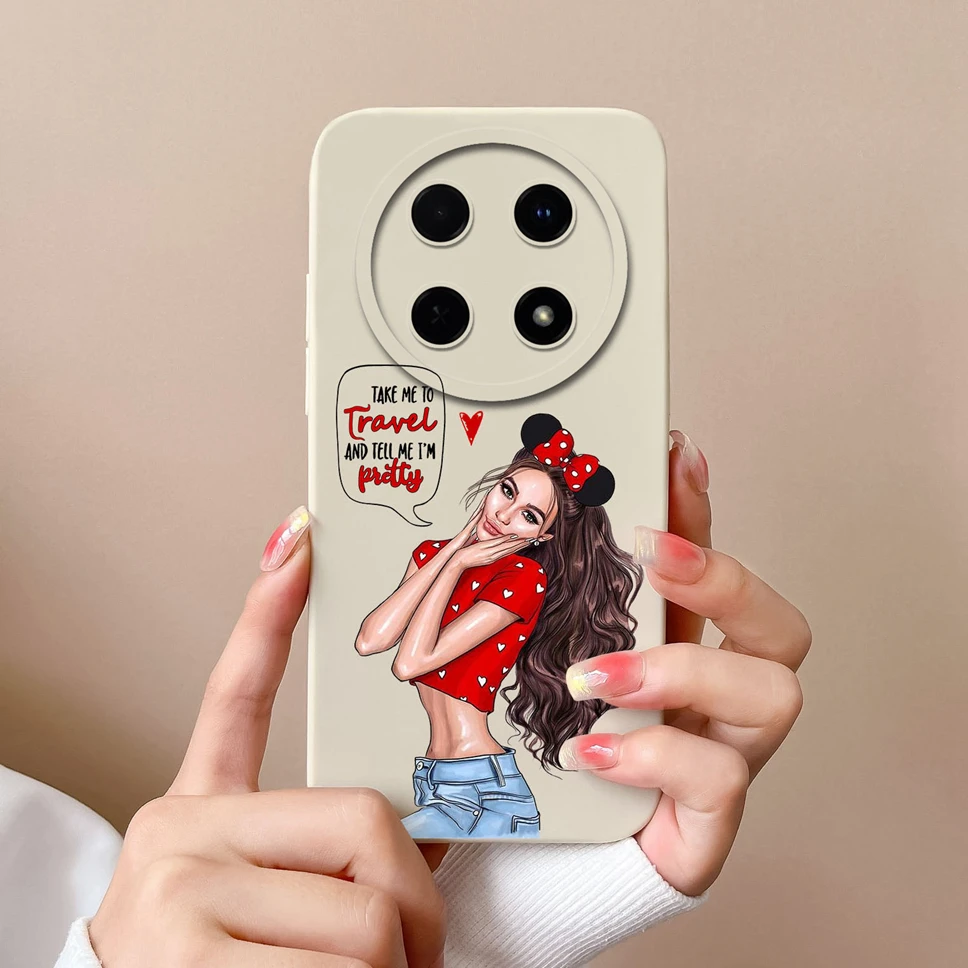 Fashion Pretty Sweet Girl Soft Liquid Silicone Phone Case - Protective Cover