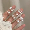 PANJBJ 925 Sterling Silver Pearl Irregular Ring for Women Shell Overlapping Hollow Sweet Design Jewelry Gift Dropshipping
