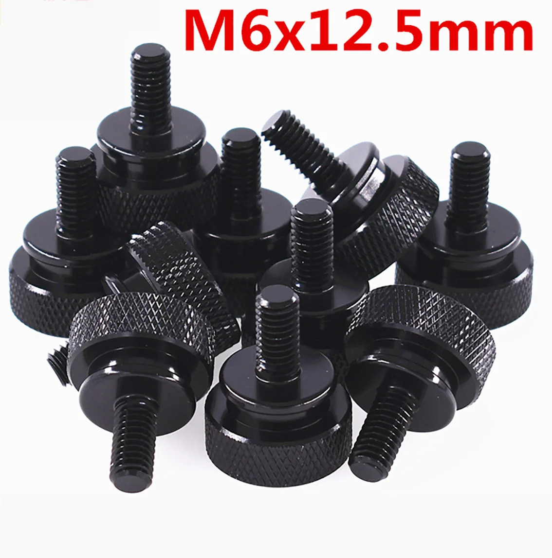 

Black Thumb Screw M6*12.5mm Aluminum Alloy Flat Head Knurled Step Hand Tighten Bolts Camera DIY Parts