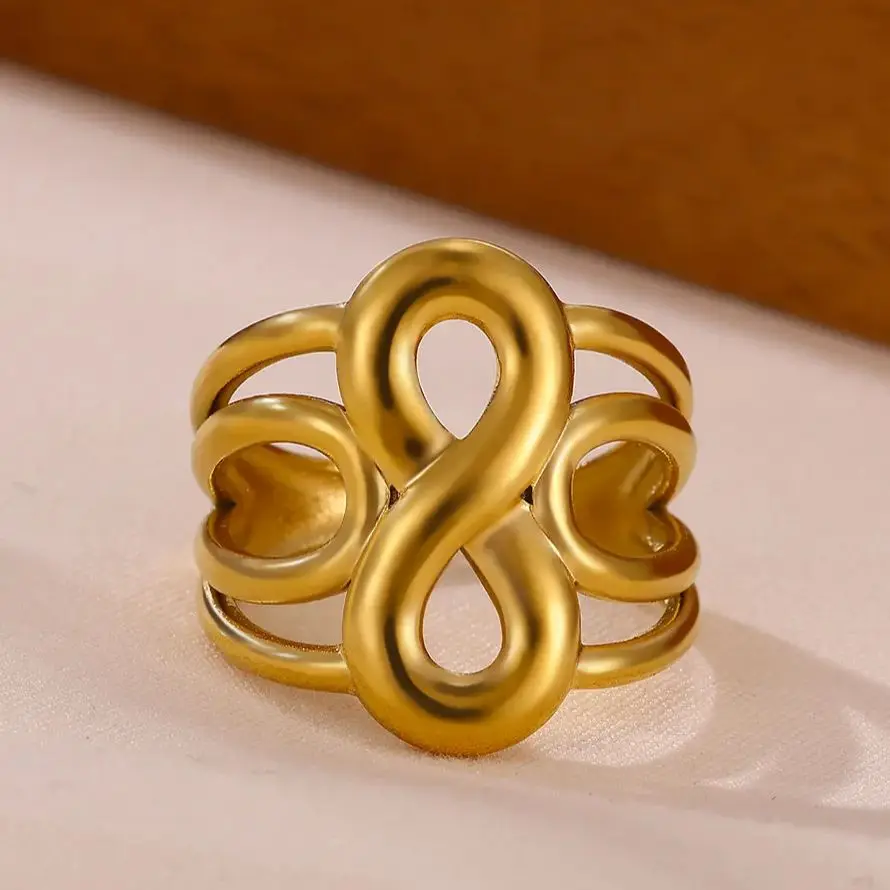 Elegant Infinity Gold Stainless Steel Ring