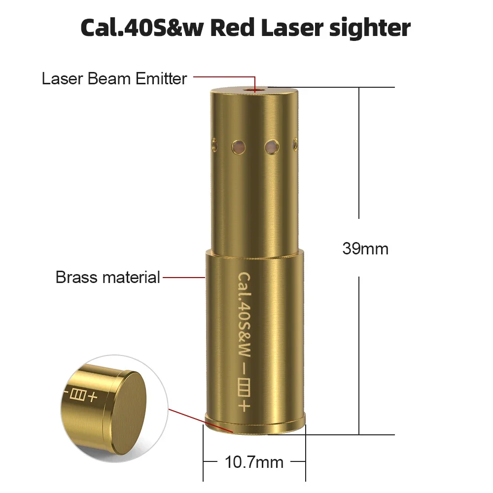 CAL 44MAG Red Laser Boresighter Cartridge Dot Laser Bore Sighter for Pistol Rifle Scope