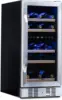 29 Bottle Dual Temperature Zone Wine Fridge, Quiet Operation Wine Cooler with Beech Wood Shelves 1
