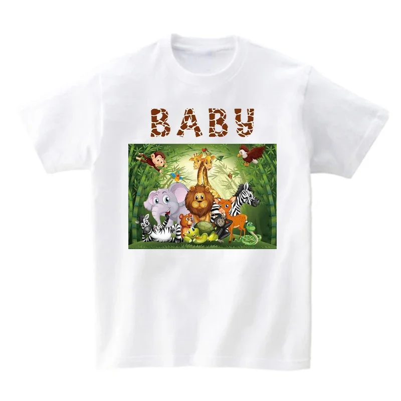 Family Outfits Mommy and Daughter Matching Clothes Zoo Animal Cartoon Family Party Shirt Set Children Toddler Shirts Mom Clothes 2
