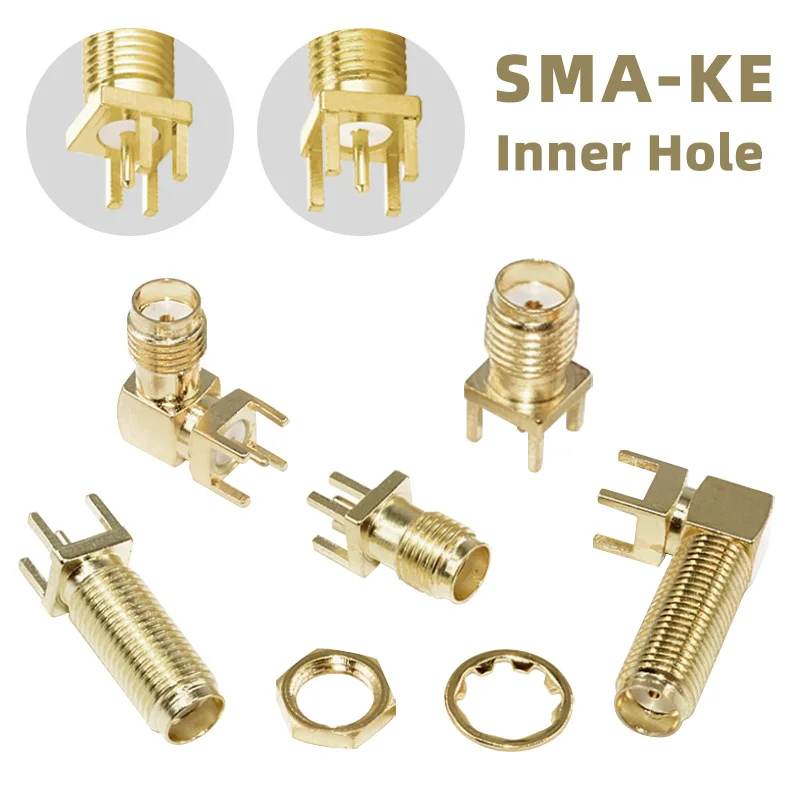 5PCS SMA SMA-KE PCB หญิง 13.5 มม.ตรงหญิงแจ็คอะแดปเตอร์ขอบบัดกรี PCB Mount RF ทองแดงเชื่อมต่อปลั๊ก SOCKET 1