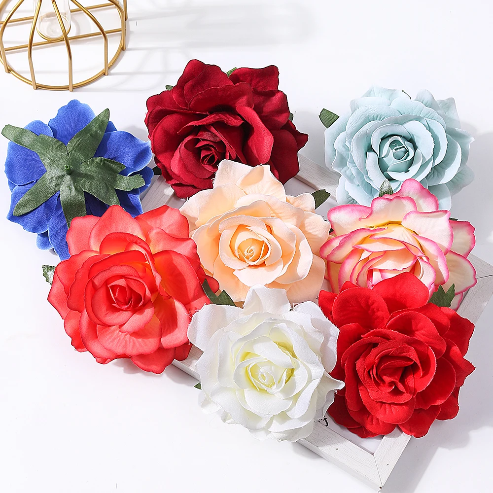 5pcs 10cm große Rose künstliche Blumen Köpfe Seide gefälschte Blumen für Wohnkultur Ehe Hochzeit Dekoration DIY Girlande Zubehör – Detail 14