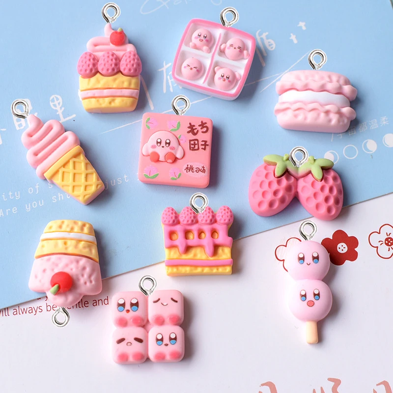 

10Pcs Catoon Strawberry Cake Resin Charms Kawaii Ice Cream Decor Pendant Girl Earrings Necklace Craft Accessory DIY Jewelry Make