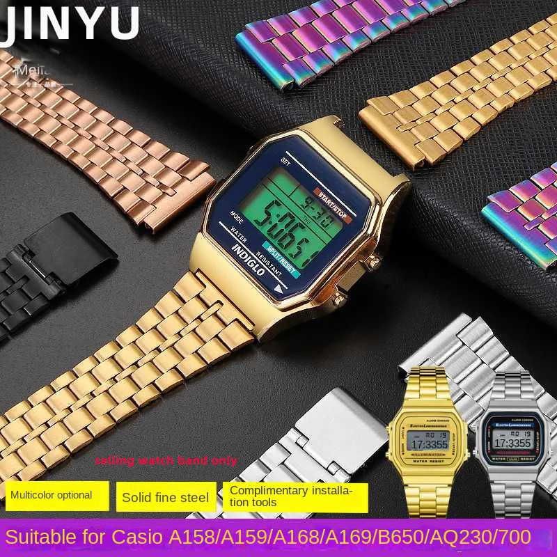 Cinturino In Acciaio Fine 18Mm Per Casio A168W/A158W Mrw200/Aeq-110 A158 / A159 / A168 /A169 /B650 /Aq230/ 700 Cinturino In Metallo