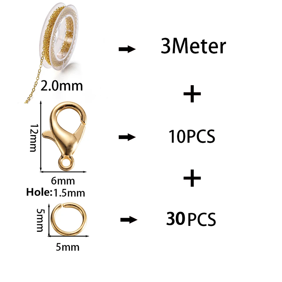 Catena A Maglie Per Gioielli - Acciaio Inox, 3 Metri, Con Moschettoni E Anelli, Fai Da Te