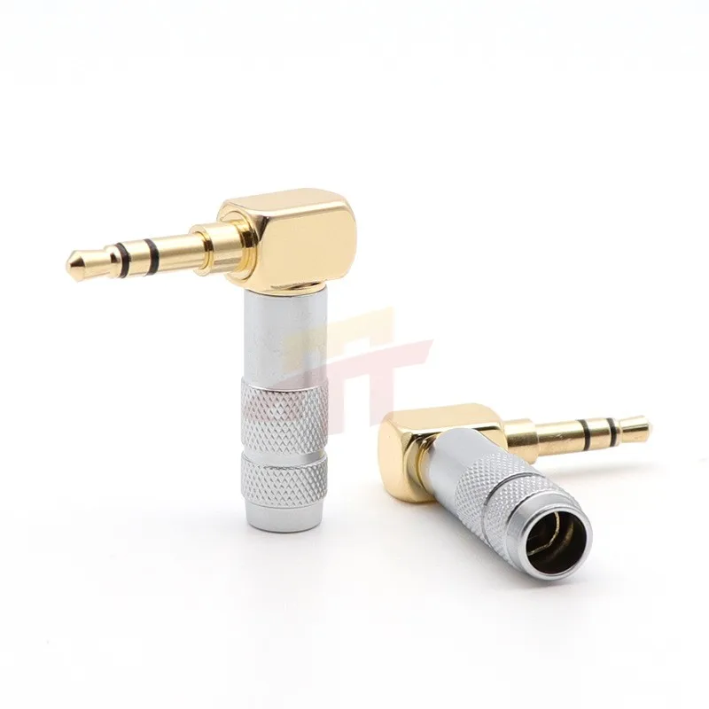 

10PCS Copper 3.5MM 90 Degree 1/8" 3 Poles Earphone Plug Audio Right Angle Gold Plated Solder Black 3.5 MM Wire Connectors