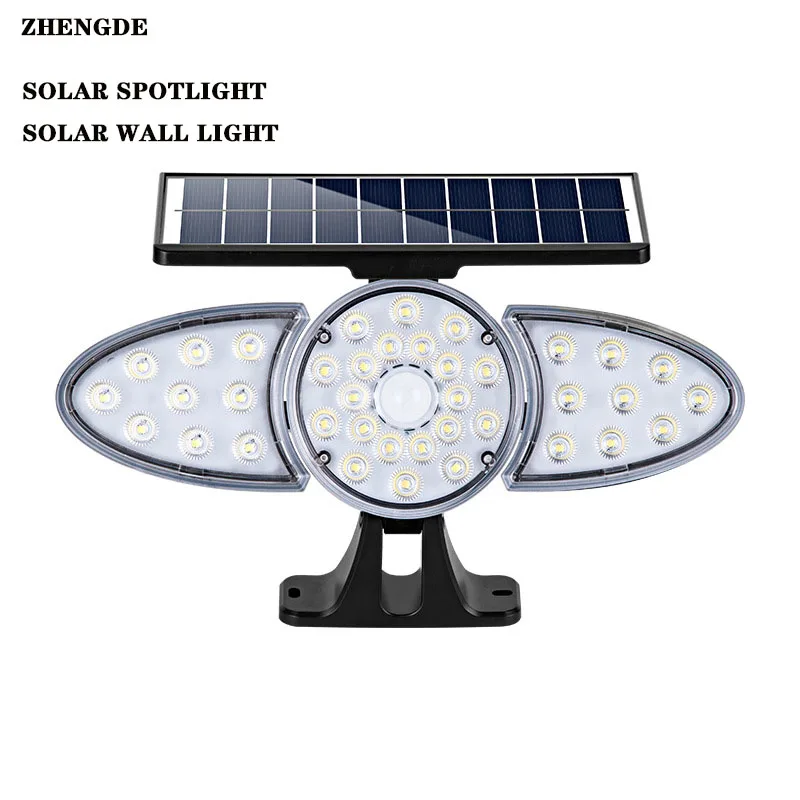 

Adjustable angle three-head solar wall light courtyard garage garden solar flood light intelligent dimming long battery life