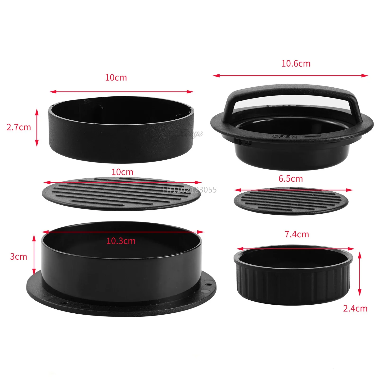 Food-Grade ABS Hamburger Helper Meat Press Cutlets Patty Maker Mold Kitchen Gadgets Round Hamburger Burger Press Beef Grill