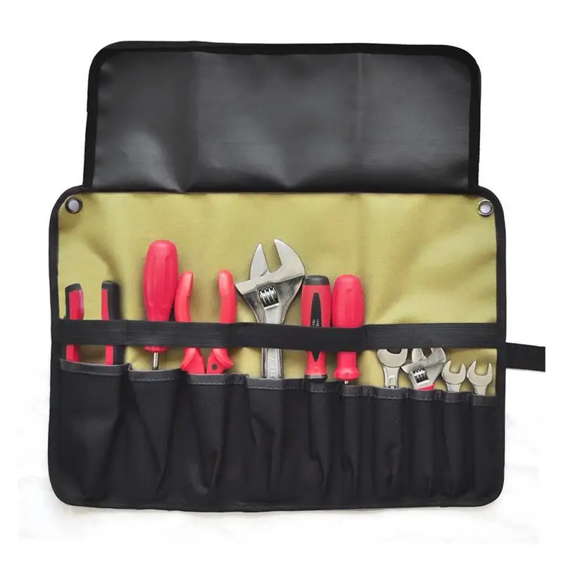 

Motorcycle Tool Bag Roll 10 Sockets Pocket Tool Roll Organizer Wrench Organizer & Tool Pouch Wrench Roll For Roll Up Tool Bag
