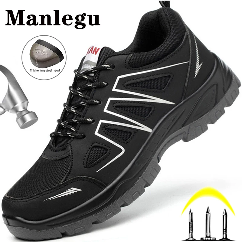 Breathable Steel Toe Work Shoes Safety Boots Men Anti-smashing Sneakers Safety Shoes Men Shoes