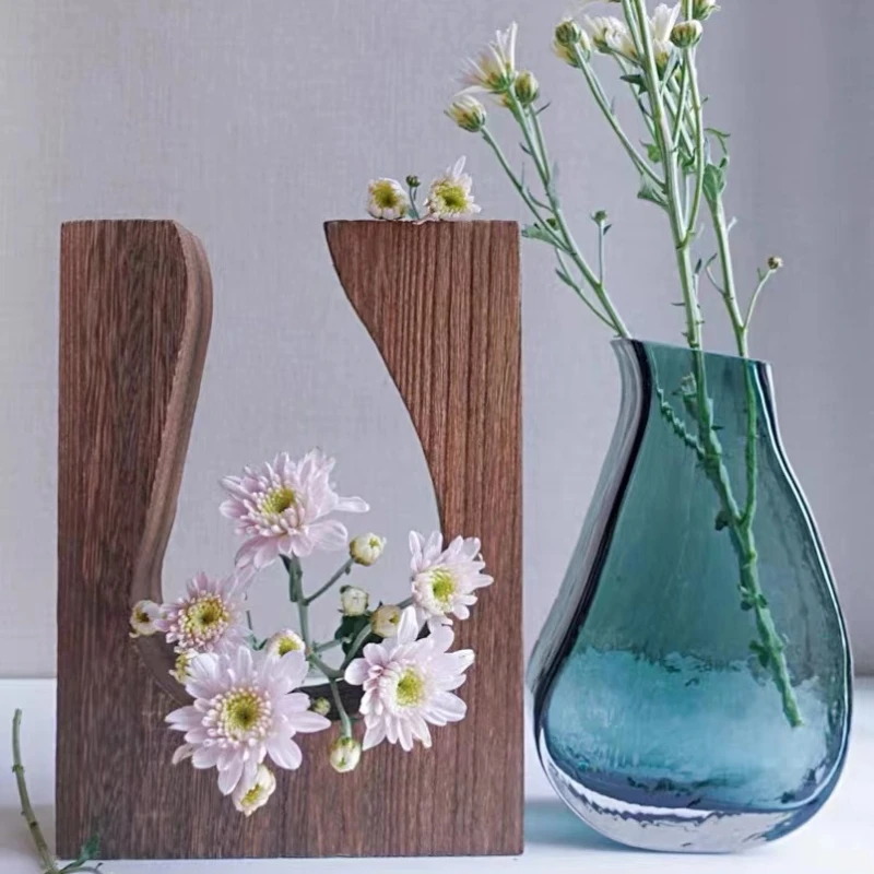 

Европейский бревен из твердой древесины, прозрачное зеленое стекло, проектирование, домашний декор, настольные украшения для гостиничной доски, комнаты