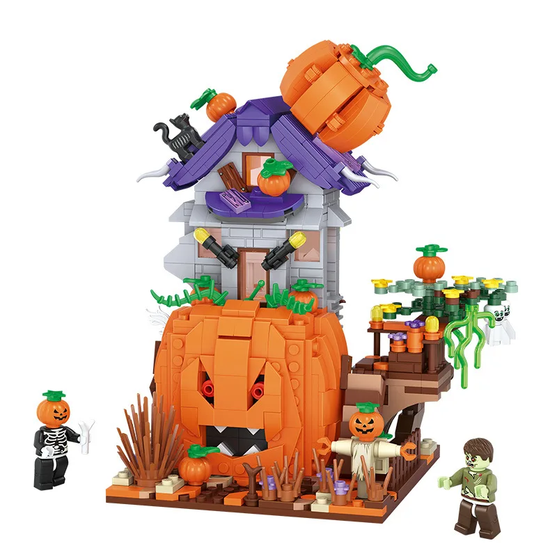 New 1249 LOZ Mini Blocks Kids Building Bricks Boys Toys Halloween Pumpkin Ghost House Puzzle Girls Holiday Christmas Gifts1233