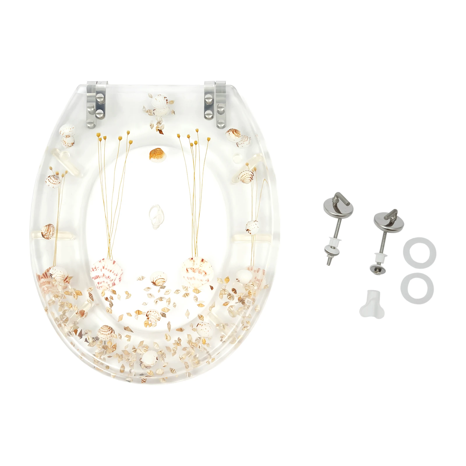 Resin Toilet Lid Universal Cover Real Dried Flower Shell Universal Toilet Cover Transparent