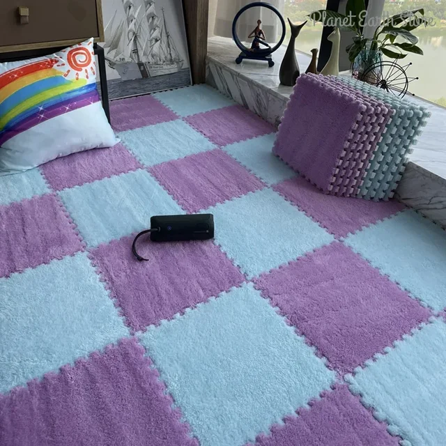 Tapis de jeu en peluche douce pour enfants, 10/20 pièces, jouets pour bébés, Puzzle en mousse Eva, pour chambre d'enfants, garde au chaud, tapis de sol 1