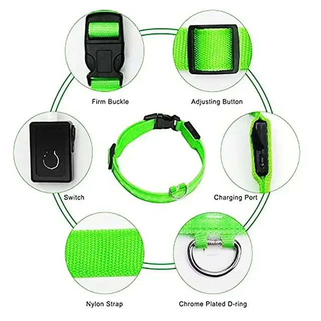USB Rechargeable LED Dog Collar Flashing Safety Light Adjustable Night Visibility with3 Modes Waterproof for Small to Medium Do 3