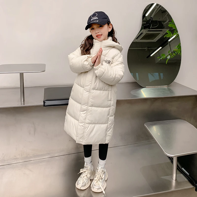 소년 소녀 면화 패딩 자켓 어린이 긴 무릎 위 한국 두꺼운 코트 어린이 따뜻한 후드 파카 CH179 유지