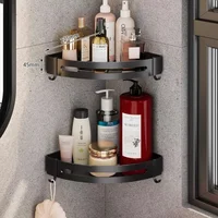 1 Pc Bathroom Corner Shelf With Alloy Shower Rack Hook Towel Bar No Drill Space Aluminum Shower Storage Rack Bathroom Organizer 2