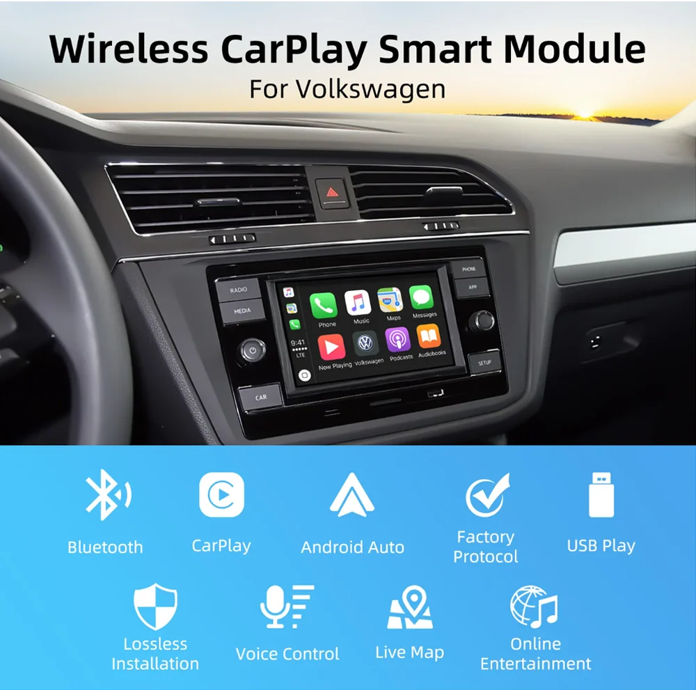 Drahtloses Carplay Android AUTO für Volkswagen Golf7 Tiguan Lamando Magotan Phideon Teramont mit MIB1/MIB2 System-Unterstützungskamera – Detail 8