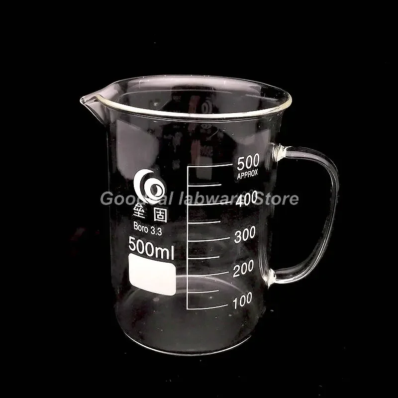 Borosilicate Glass Beaker 1PC 50ml to 2000ml 3.3 borosilicate Glass Beaker with handle laboratory Graduated Glassware
