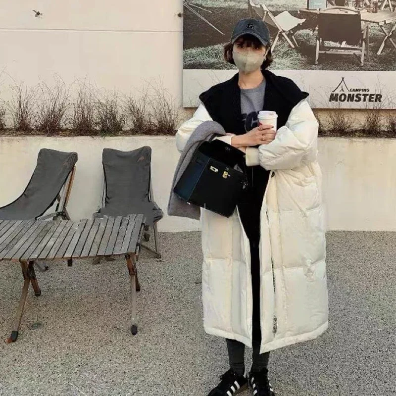 Korean Style Pregnant Woman Down Coats Thick Warm Long Loose Maternity Hooded Jackets with Pockets Pregnancy Outwear Cotton Coat