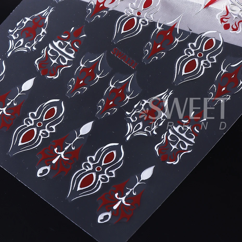 2pcs Gothic Style Nail Stickers Y2K Gold Silver Geometric Totem Design Self-adhesive Nail Decals DIY Manicure Decoration Sliders