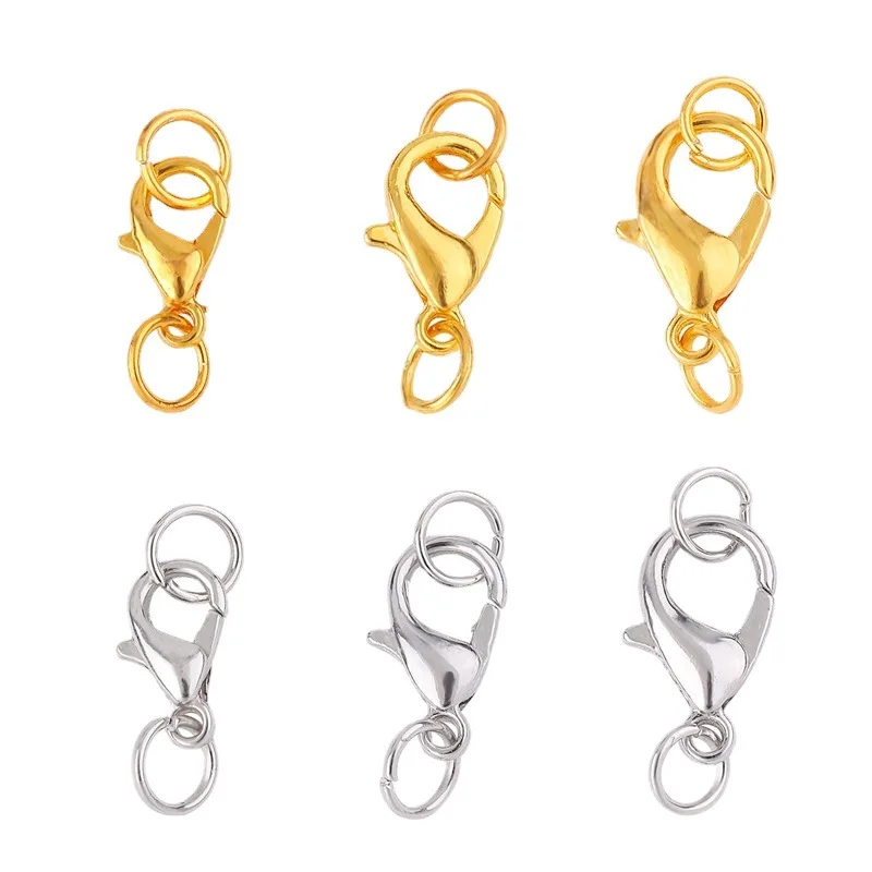 

10Set Stainless Steel Lobster Clasp Jump Rings Connectors Clasp For Bracelet Necklace Chains DIY Jewelry Making 10/12/14mm