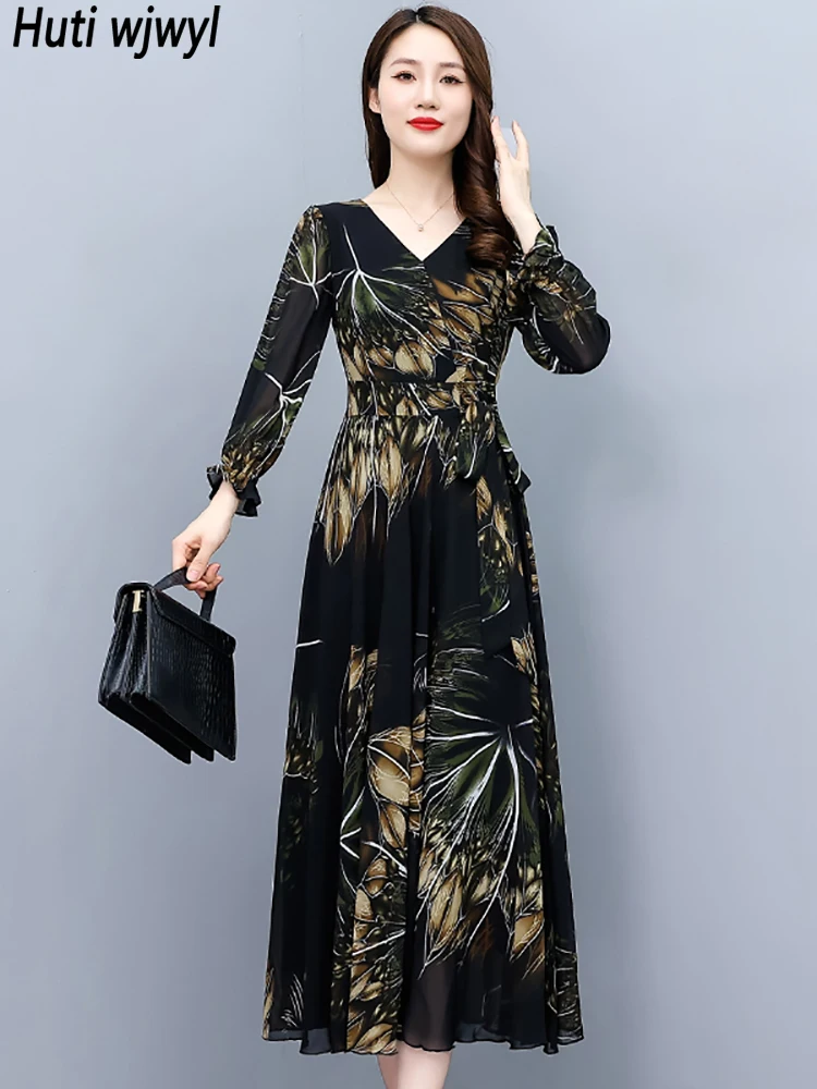 

Spring Autumn Black Long Sleeve Midi Dress Women Casual Boho Beach Long Robe 2024 Vintage Elegant Bodycon Chic Party Night Dress