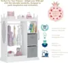Kids Play Armoire with Mirror, Storage Bins and Closet for Dress Up and Costumes (White) 4