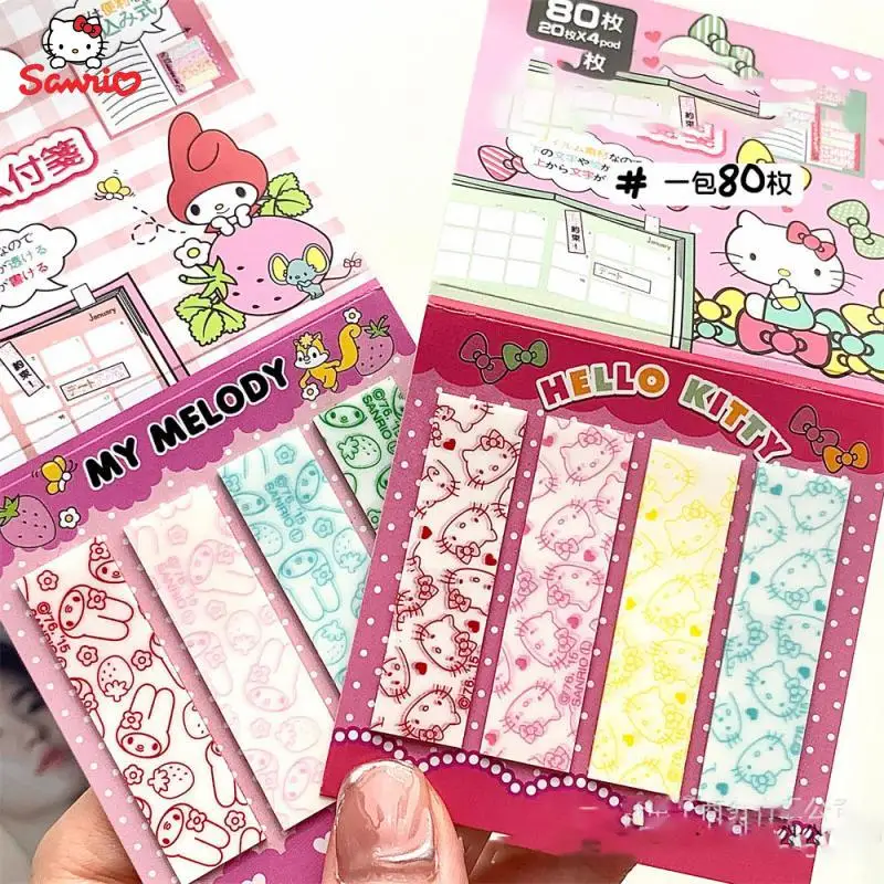 

Sanrio Hello Kitty Mymelody Index Sticker Anime Cartoon Small Rectangular Sticky Note Sticker Tag Sticker Stationery Kids Toys