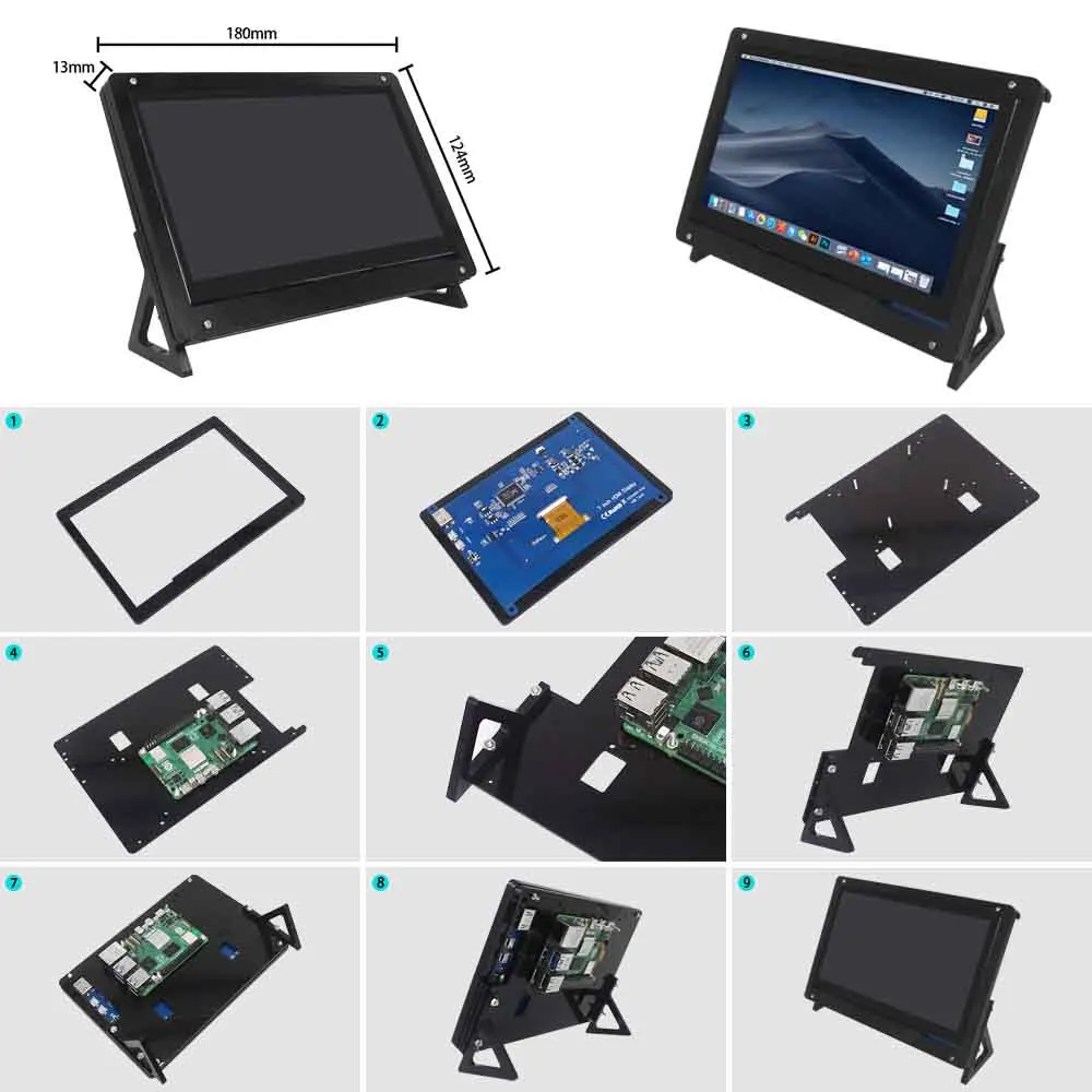 7 inch LCD Display HDMI-compatible Touch Screen 1024x600 Resolution Capacitive Support Systems For Raspberry Pi/PC