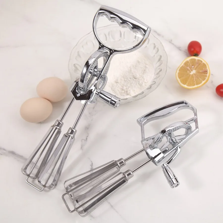 Manual Hand Crank Egg Beaters Stainless Steel Double Heads Egg Whisk Multi-Purpose Food Blender Mixer Kitchen Tool