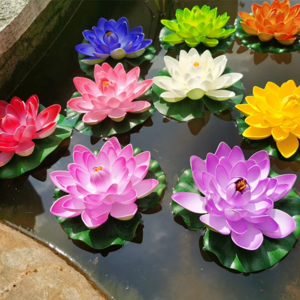 Artificial Lotus Plant Artificial Lotus Fake Plant DIY Water Lily Simulation Floating Lotus Garden Pond Fish Tank Decoration Artificial Flowers