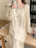Spring Autumn Materni Spwear Long Sve Sweet Floral Print Midi Dr Women's Nightgown Comfortable Home Clothes